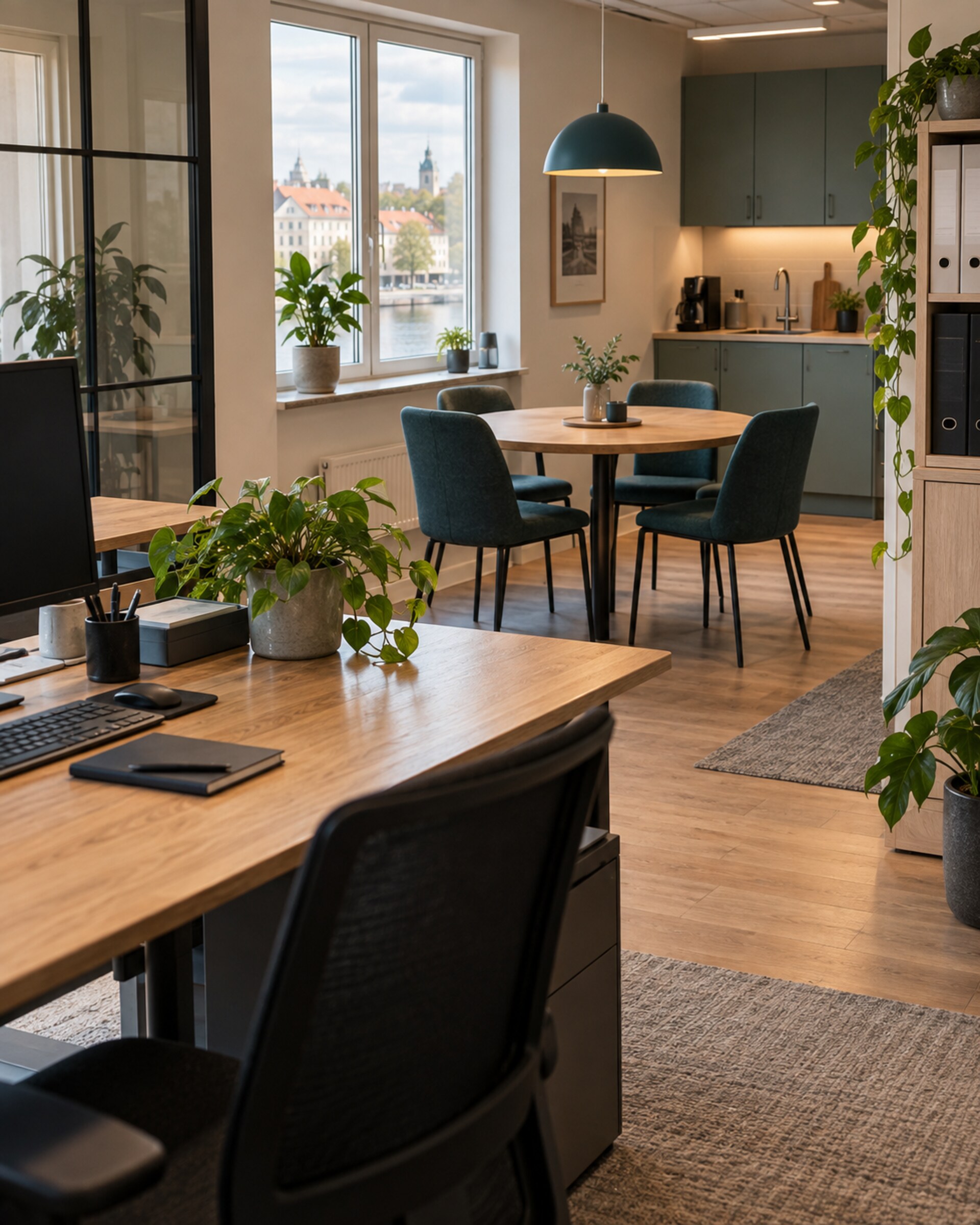 Kontorsstädning i en ljus lokal